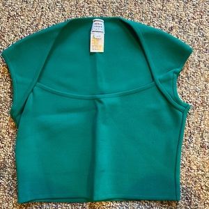 Herve Leger green crop top with cap sleeve